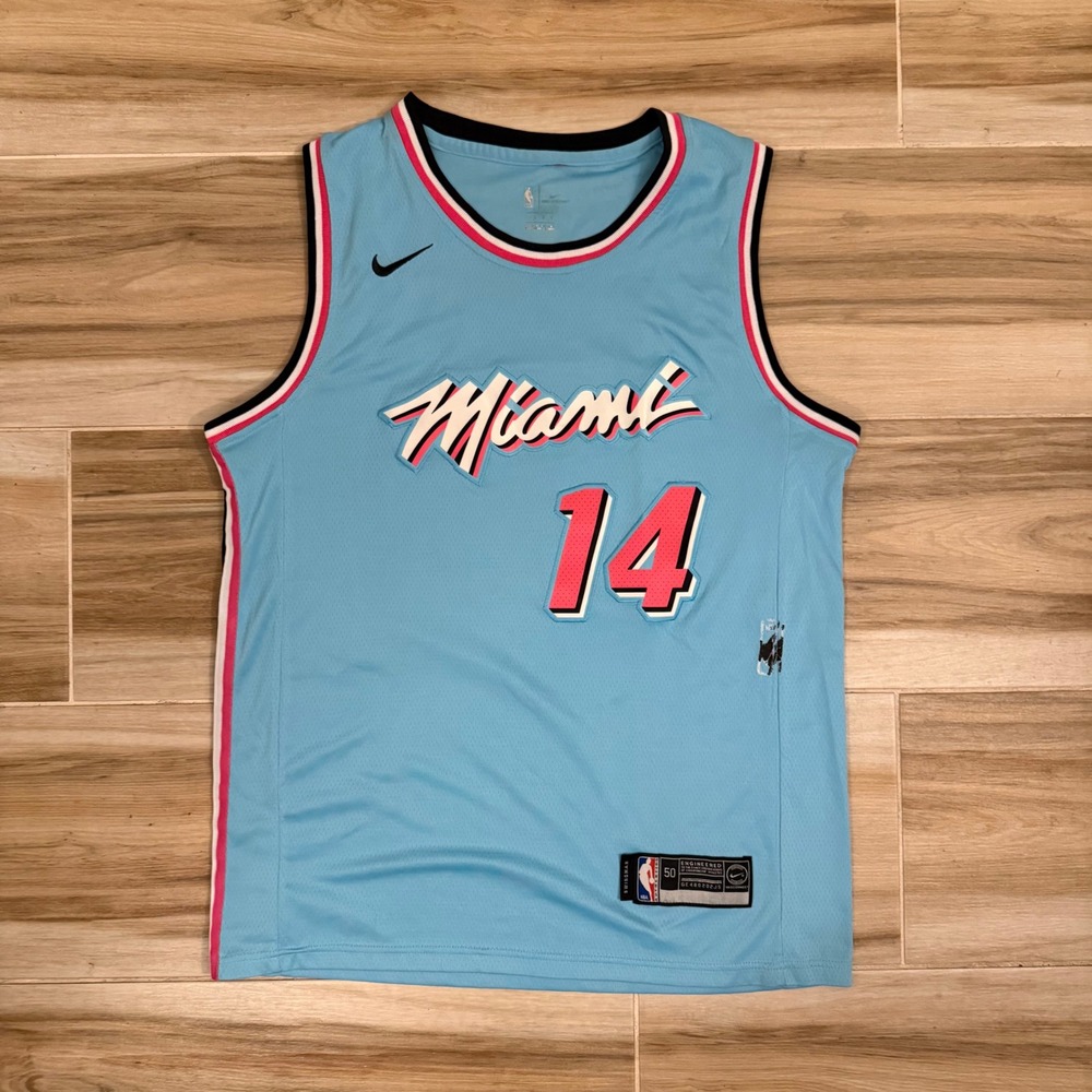Nike Tyler Herro Miami Heat Vice City Jersey Blue Pink Mens 50 Large NBA‎ 14